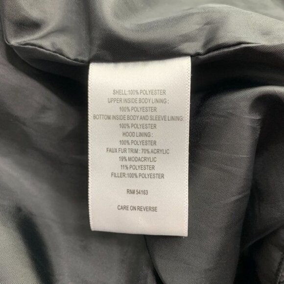 Calvin Klein Fur Trimmed Diamond Quilted 3/4 Length Coat - Black, Size Large - Picture 6 of 12